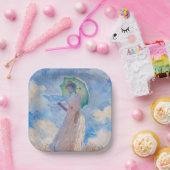 Claude Monet - Eine Frau mit einem Parasol gegenüb Pappteller (Party)