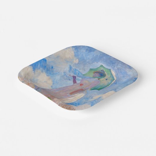 Claude Monet - Eine Frau mit einem Parasol gegenüb Pappteller (Gewinkelt)