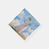 Claude Monet - Eine Frau mit einem Parasol gegenüb Serviette (Ecke)