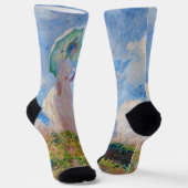 Claude Monet - Eine Frau mit einem Parasol gegenüb Socken (Gewinkelt)