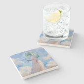 Claude Monet - Eine Frau mit einem Parasol gegenüb Steinuntersetzer (Seitenansicht)