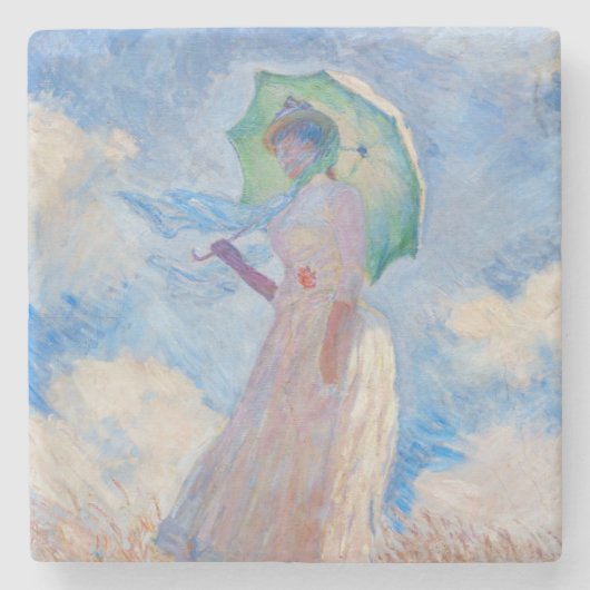 Claude Monet - Eine Frau mit einem Parasol gegenüb Steinuntersetzer (Vorderseite)