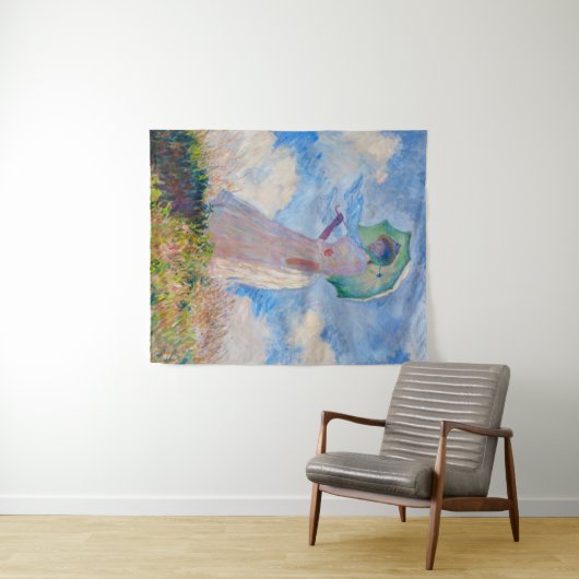 Claude Monet - Eine Frau mit einem Parasol gegenüb Wandteppich (Beispiel (Horizontal))