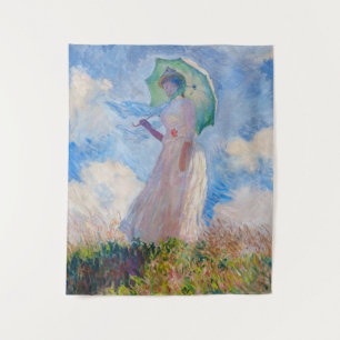 Claude Monet - Eine Frau mit einem Parasol gegenüb Wandteppich