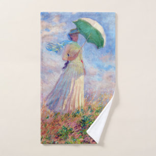 Claude Monet - Eine Frau mit einem Sonnenschirm au Badhandtuch Set