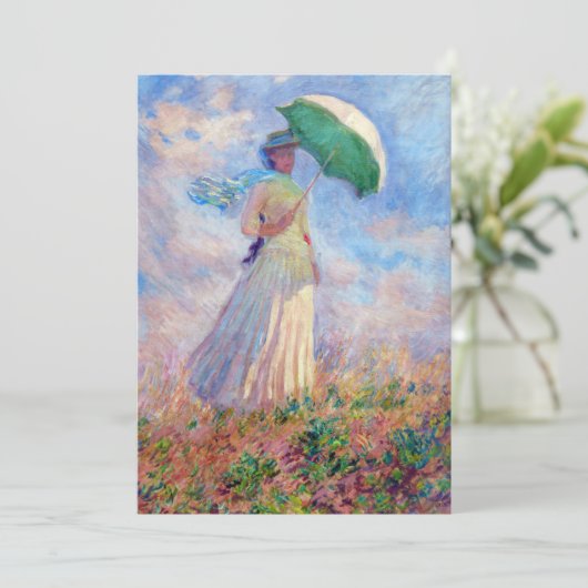 Claude Monet - Eine Frau mit einem Sonnenschirm au Einladung (Stehend Vorderseite)