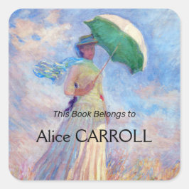 Claude Monet - Eine Frau mit einem Sonnenschirm au Quadratischer Aufkleber