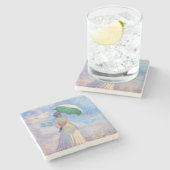 Claude Monet - Eine Frau mit einem Sonnenschirm au Steinuntersetzer (Seitenansicht)