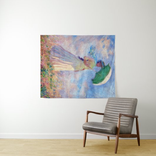 Claude Monet - Eine Frau mit einem Sonnenschirm au Wandteppich (Beispiel (Horizontal))