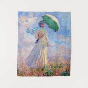 Claude Monet - Eine Frau mit einem Sonnenschirm au Wandteppich