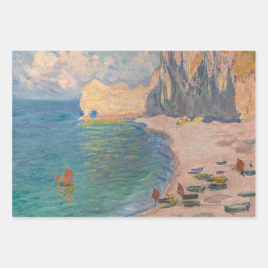 Claude Monet - Etretat: Strand und Falaise d'Betwe Geschenkpapier Set (Vorderseite 2)