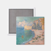 Claude Monet - Etretat: Strand und Falaise d'Betwe Magnet (Vorderseite/Rückseite)