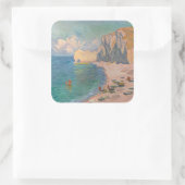 Claude Monet - Etretat: Strand und Falaise d'Betwe Quadratischer Aufkleber (Tasche)