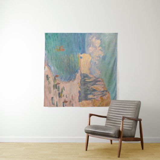 Claude Monet - Etretat: Strand und Falaise d'Betwe Wandteppich (Beispiel (Horizontal))