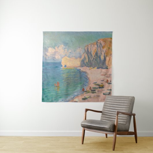 Claude Monet - Etretat: Strand und Falaise d'Betwe Wandteppich (Beispiel)