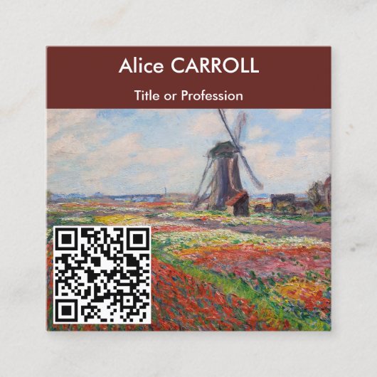 Claude Monet - Feld der Tulipen, Holland - QR-Code Quadratische Visitenkarte (Vorderseite)
