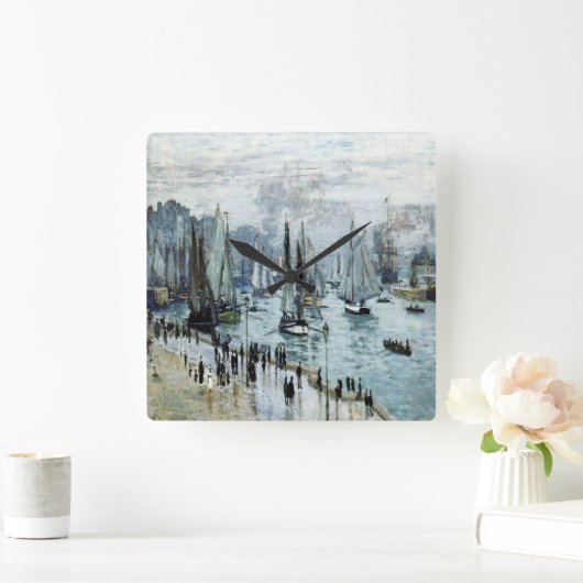 Claude Monet Fischerboote Verlassend Hafen Quadratische Wanduhr (Zuhause)