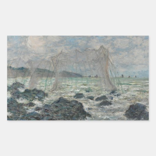 Claude Monet - Fischereinetze in Pourville Rechteckiger Aufkleber (Vorderseite)