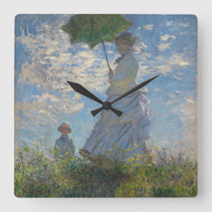 Claude Monet-Frau mit einem Sonnenschirm 1875 Quadratische Wanduhr