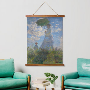 Claude Monet Frau mit einem Sonnenschirm Feine Kun Wandteppich Mit Holzrahmen