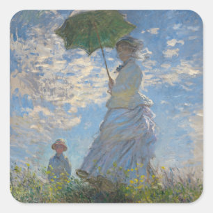 Claude Monet Frau mit einem Sonnenschirm Fine Art Quadratischer Aufkleber
