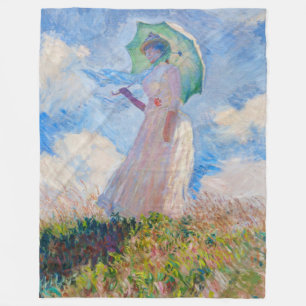 Claude Monet - Frau mit einem Sonnenschirm nach li Fleecedecke