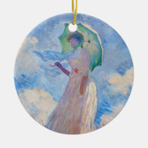 Claude Monet - Frau mit einem Sonnenschirm nach li Keramik Ornament