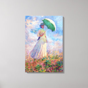 Claude Monet - Frau mit einem Sonnenschirm nach re Leinwanddruck