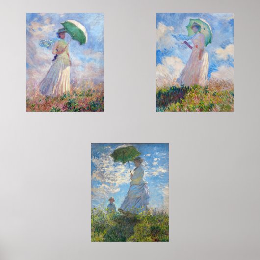 Claude Monet - Frau mit einer Reihe von Parasolen Bilderwand Sets (Vorderseite)