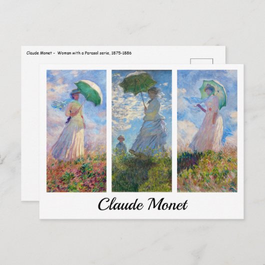 Claude Monet - Frau mit einer Reihe von Parasolen Postkarte (Vorne/Hinten)
