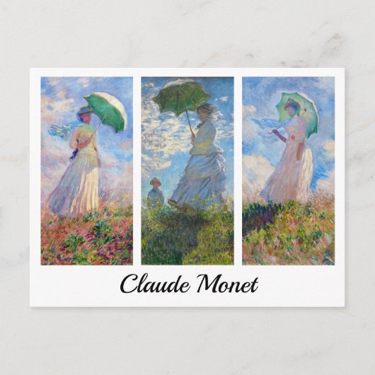 Claude Monet - Frau mit einer Reihe von Parasolen Postkarte (Vorderseite)