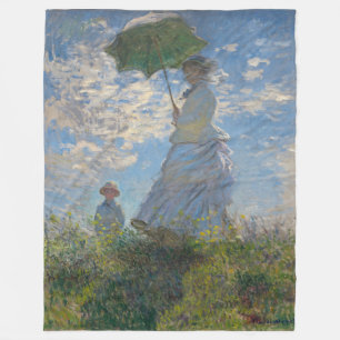 Claude Monet Frau mit Sonnenschirm Feine Kunst Fleecedecke