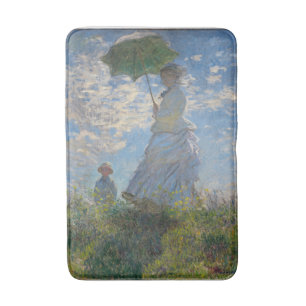 Claude Monet Frau mit Sonnenschirm Kunstwerk Badematte