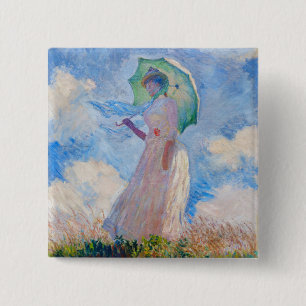 Claude Monet - Frau mit Sonnenschirm nach links Button
