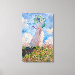 Claude Monet - Frau mit Sonnenschirm nach links ge Leinwanddruck