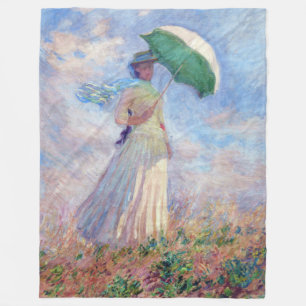 Claude Monet - Frau mit Sonnenschirm nach rechts Fleecedecke