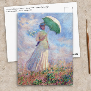 Claude Monet - Frau mit Sonnenschirm nach rechts Postkarte