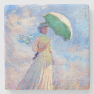 Claude Monet - Frau mit Sonnenschirm nach rechts Steinuntersetzer