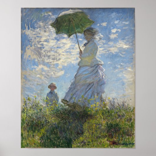 Claude Monet Frau mit Sonnenschirm Poster (Vorne)