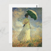 Claude Monet, "Frau mit Sonnenschirm" Postkarte (Vorne/Hinten)
