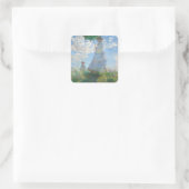 Claude Monet Frau mit Sonnenschirm Quadratischer Aufkleber (Tasche)