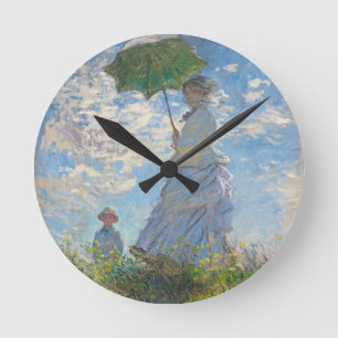 Claude Monet   Frau mit Sonnenschirm Runde Wanduhr