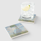 Claude Monet | Frau mit Sonnenschirm Steinuntersetzer (Seitenansicht)