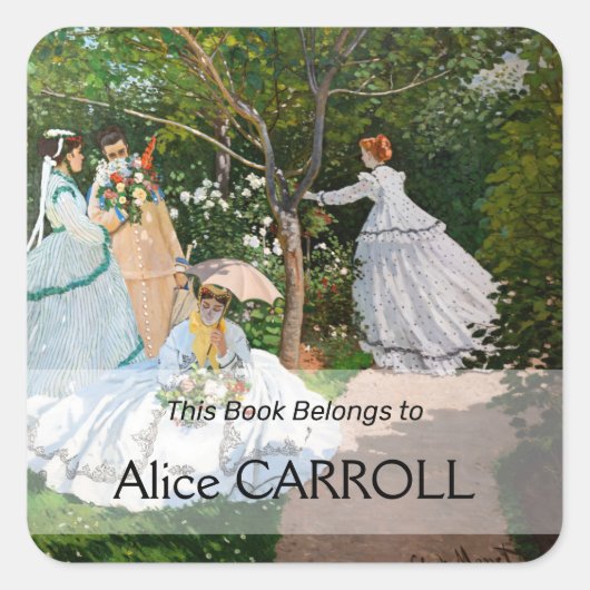 Claude Monet - Frauen im Garten Quadratischer Aufkleber (Vorderseite)