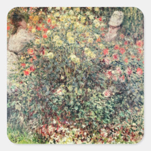 Claude Monet Frauen in den Blume, 1875 Quadratischer Aufkleber