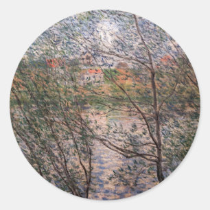 Claude Monet - Frühling durch die Äste Runder Aufkleber