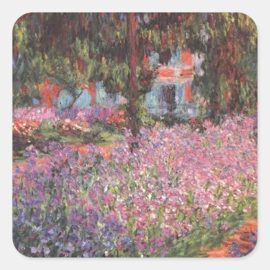 Claude Monet // Garden at Giverny Quadratischer Aufkleber (Vorderseite)