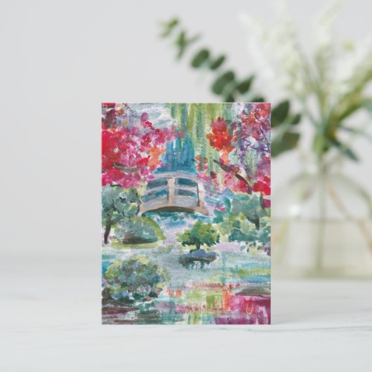 Claude Monet Garden Teichbrücke Gemälde Jigsaw Pu Postkarte (Stehend Vorderseite)