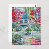 Claude Monet Garden Teichbrücke Gemälde Jigsaw Pu Postkarte (Vorne/Hinten)