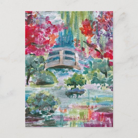 Claude Monet Garden Teichbrücke Gemälde Jigsaw Pu Postkarte (Vorderseite)